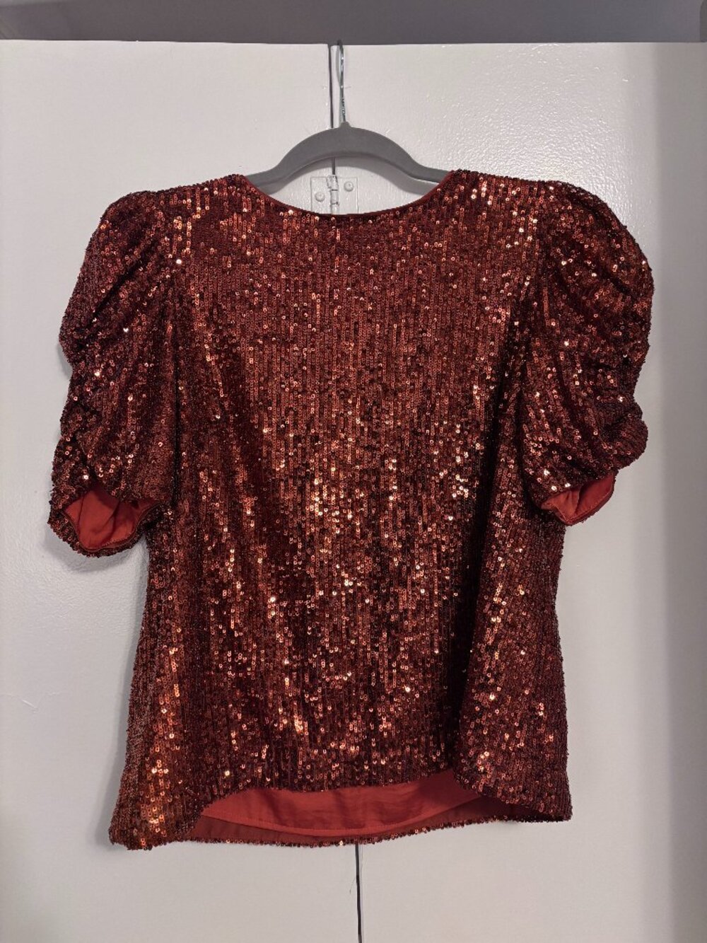 Dark Red Sequin Anthropolgie Top Sz 4